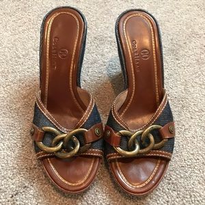Cole Haan Leather & Denim Chain Wedges